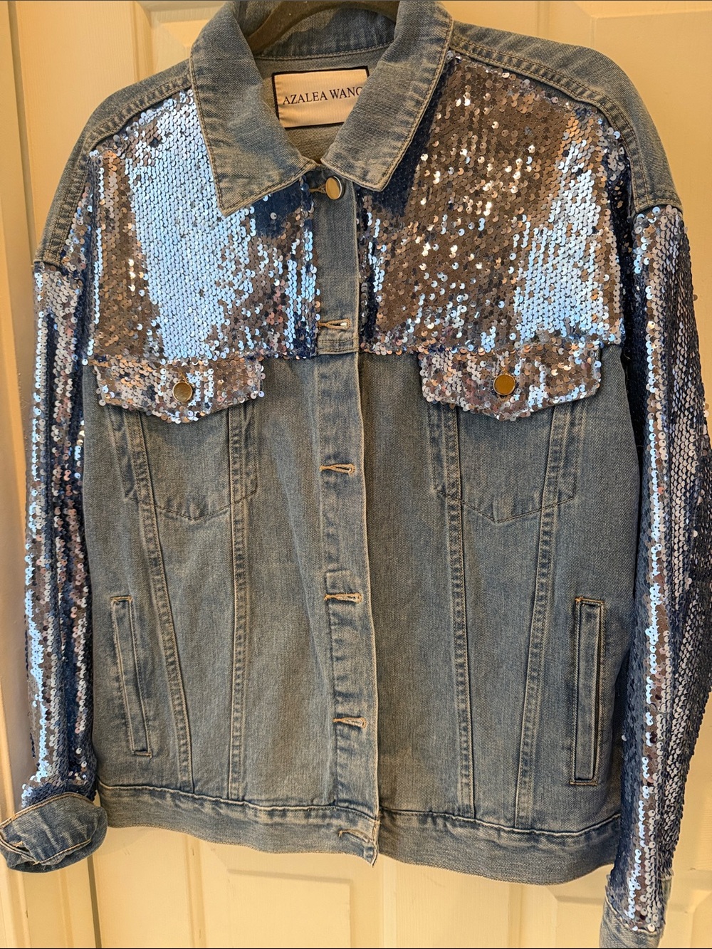 Light Blue Sequin Denim Jacket